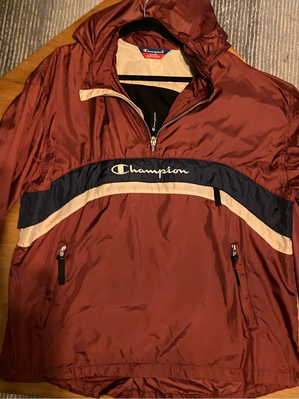 Champion Maroon Soft and Broken-in Vintage Windbreaker